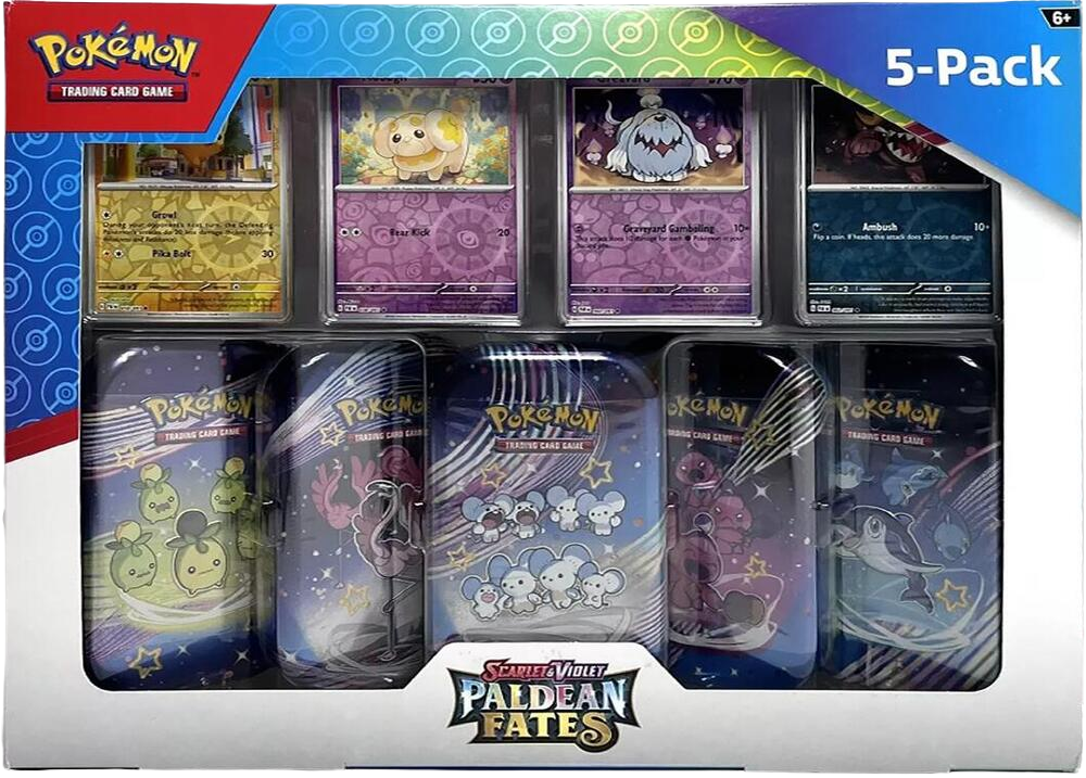 Costco Pokemon Scarlet & Violet Paldean Fates Mini Tin 5-pack